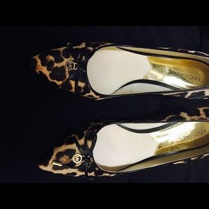 Michael Kors calf hair leopard kitten heels